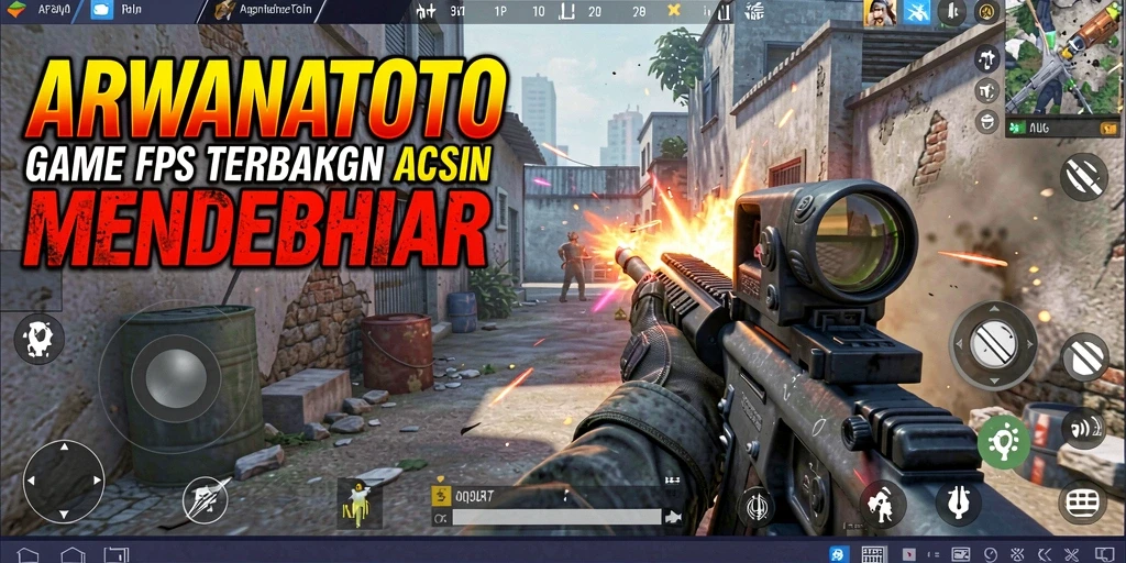 Tangkapan layar gameplay ARWANATOTO dengan aksi tembak-menembak yang seru.