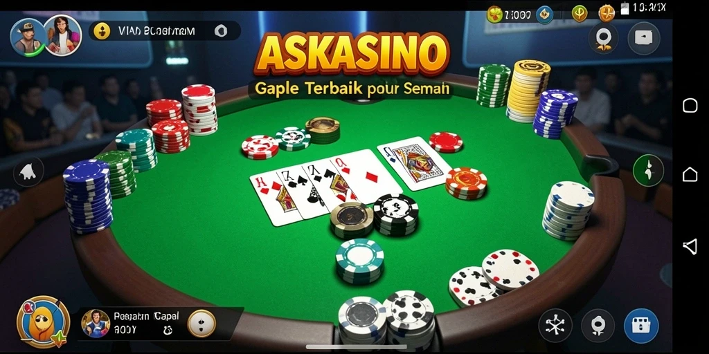 Tampilan antarmuka ASKASINO dengan gameplay Gaple yang menarik.