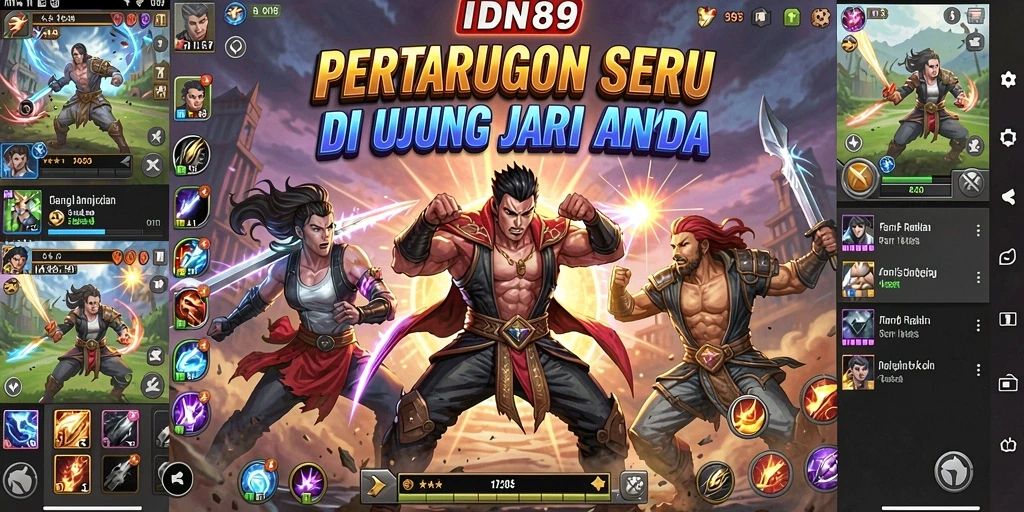 Tampilan gameplay IDN89 dengan pertarungan antar karakter yang mendebarkan.