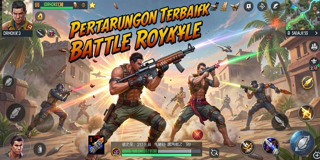 Tampilan aksi seru dari gameplay IDRHOKI138 dalam Battle Royale.