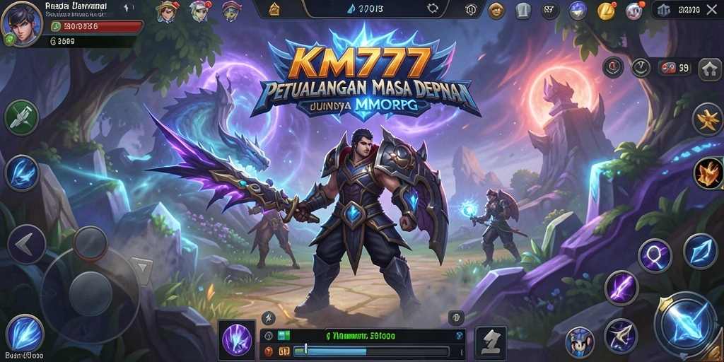 Screenshot KM777 menunjukkan aksi seru dalam pertempuran MMORPG.