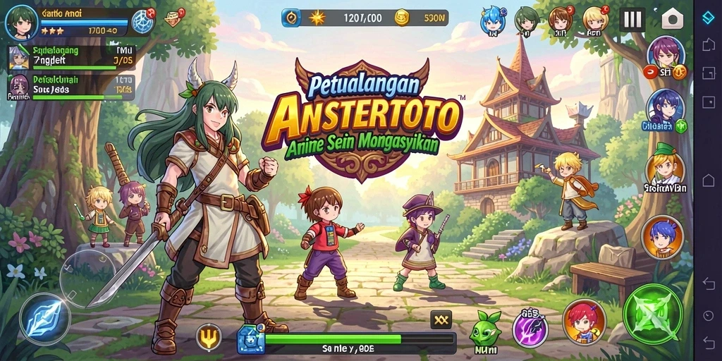 Tampilan gameplay MASTERTOTO yang penuh warna dan karakter Anime yang menarik.
