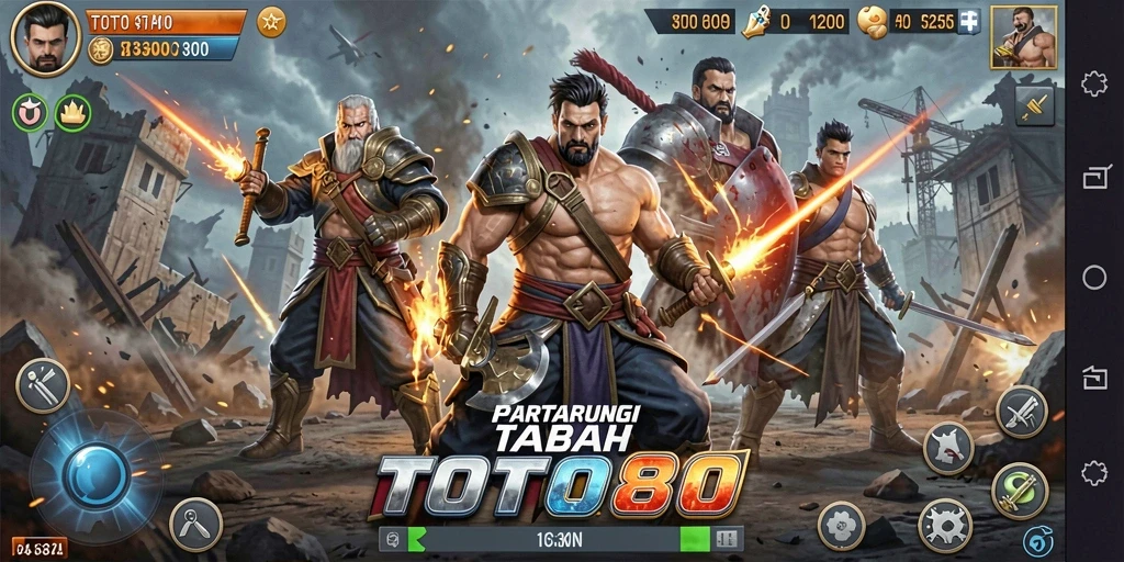 Tampilan gameplay menarik dengan strategi pertempuran yang mendebarkan.