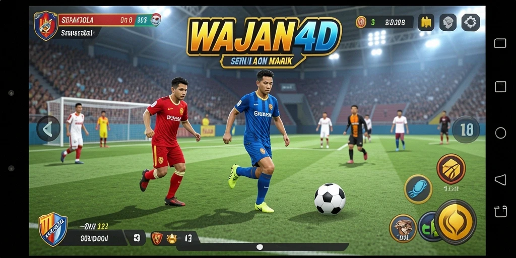 Screenshot memperlihatkan pertandingan seru dalam game sepak bola WAJAN4D.